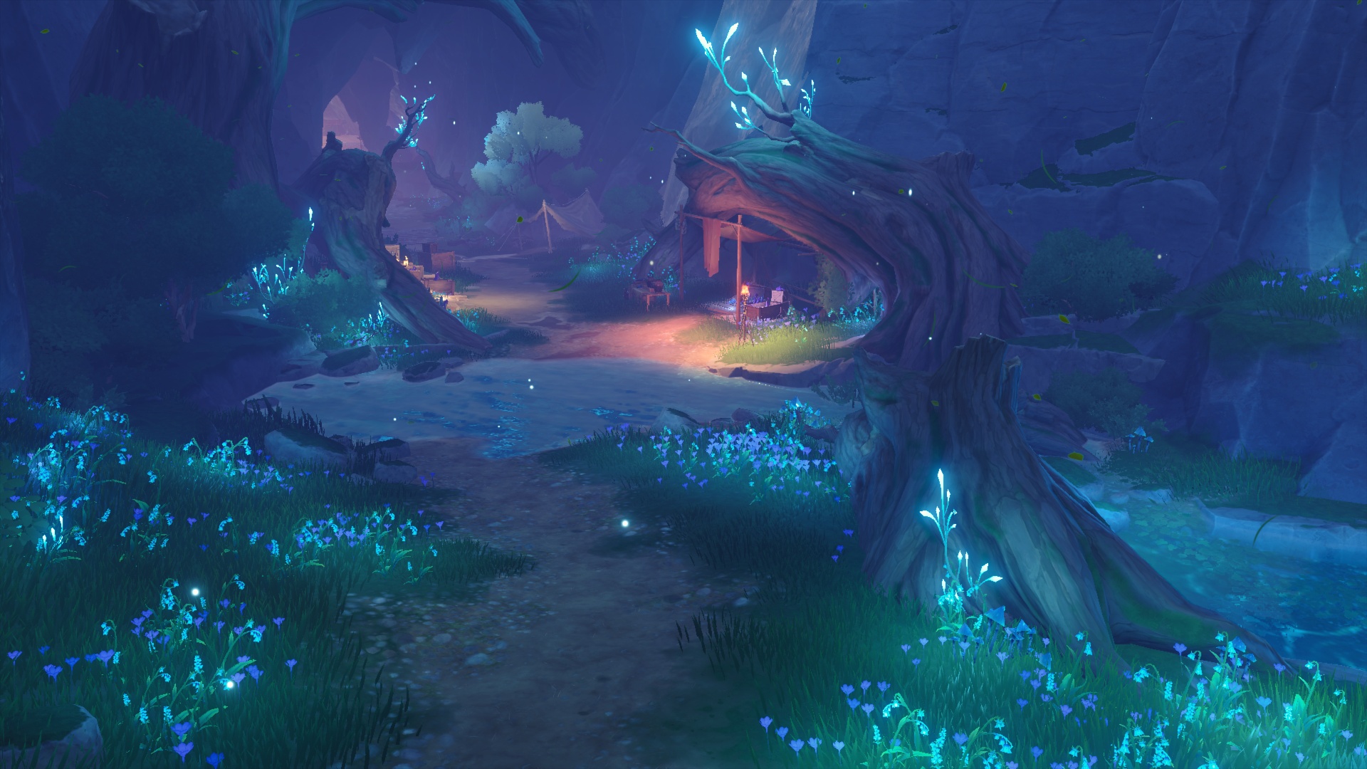 Valley scene rendered with optimized lights