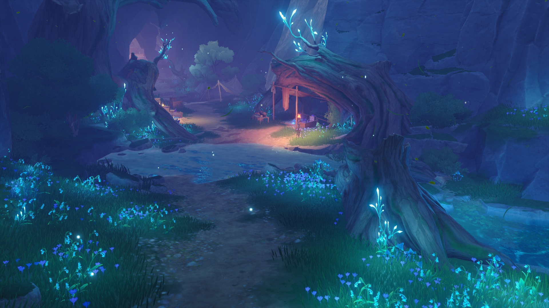 Valley scene rendered with original lights